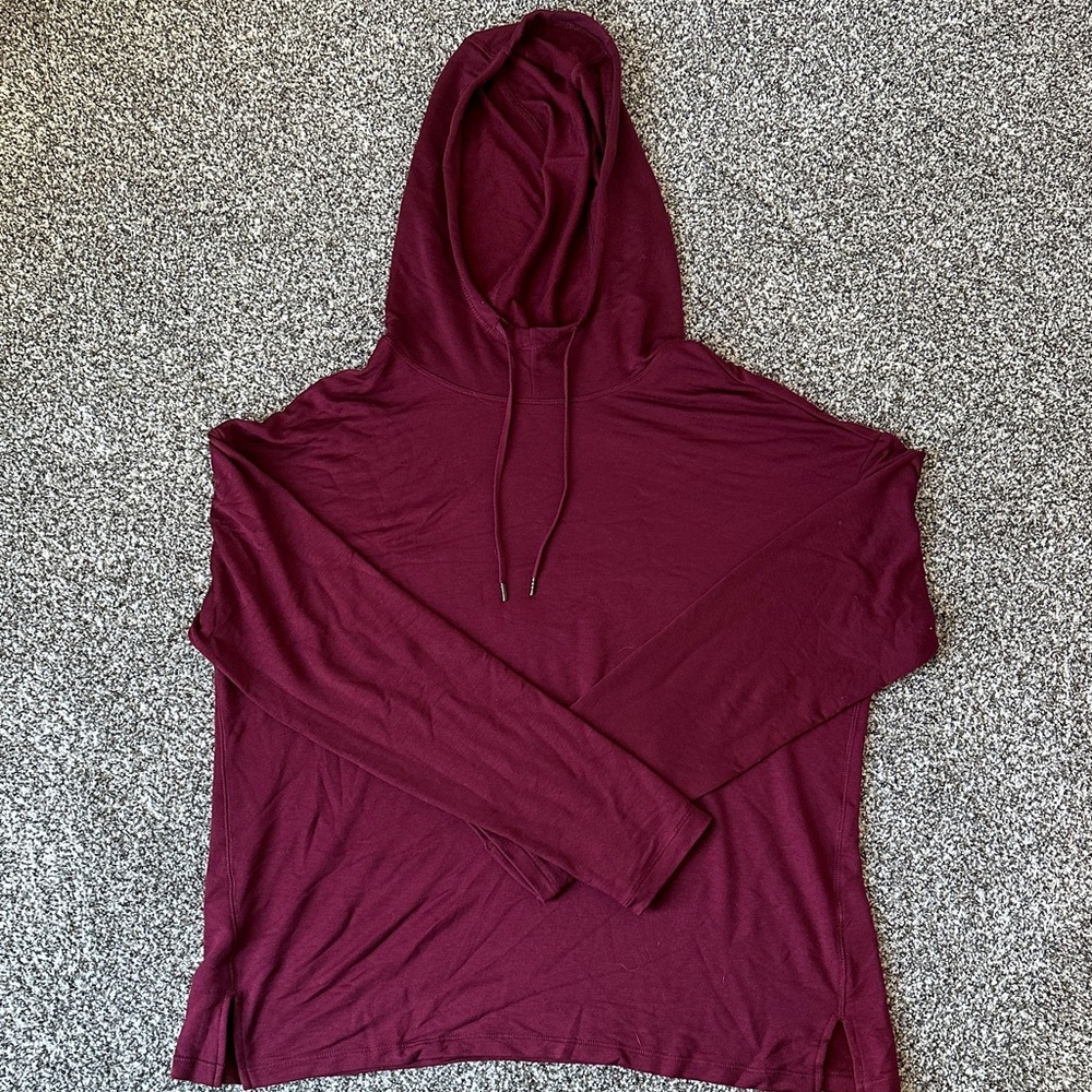 Burgundy Hooded Long Sleeve Top